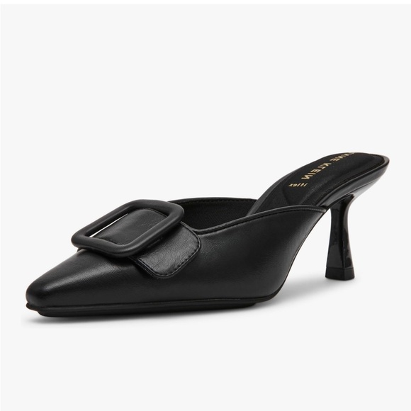 Anne Klein Shoes - NEW Anne Klein Black Cassia Mule Heels Buckle Pointed Toe Slip On Size 8M